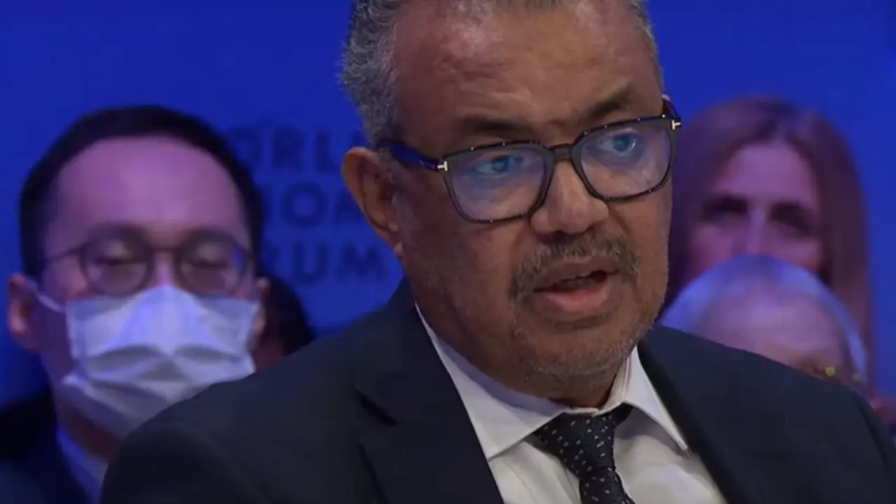  El director general de la Organizaci&oacute;n Mundial de la Salud (OMS), Tedros Adhanom Ghebreyesus, en la jornada 'Acabar con la tuberculosis: &iquest;c&oacute;mo lograrlo?', en el Foro Econ&oacute;mico Mundial de Davos (Suiza), a 17 de enero de 2023. - FORO ECON&Oacute;MICO MUNDIAL DE DAVOS 