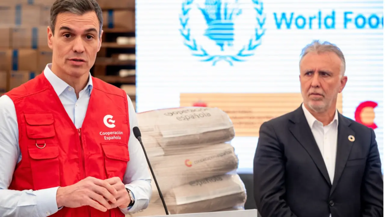  El presidente del Gobierno, Pedro S&aacute;nchez, interviene durante su visita a la base log&iacute;stica del Programa Mundial de Alimentos de las Naciones Unidas (WPF), a 27 de enero de 2023, en las Palmas de Gran Canaria, Gran Canaria, Islas Canarias (Espa&ntilde;a). - Europa Press 