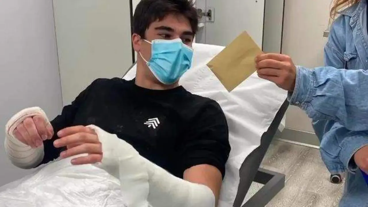  Lance Stroll tras sufrir el accidente de bicicleta 