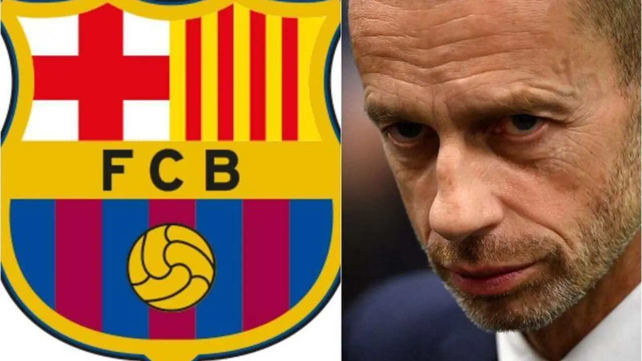  Cefer&iacute;n junto al escudo del F.C Barcelona 