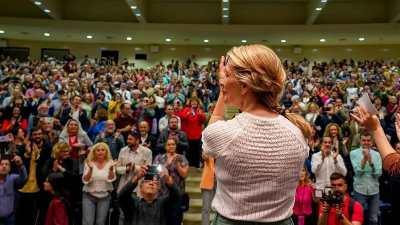  La vicepresidenta segunda del Gobierno y ministra de Trabajo y Econom&iacute;a Social, Yolanda D&iacute;az, llega al acto de escucha de su proyecto Sumar en Andaluc&iacute;a 