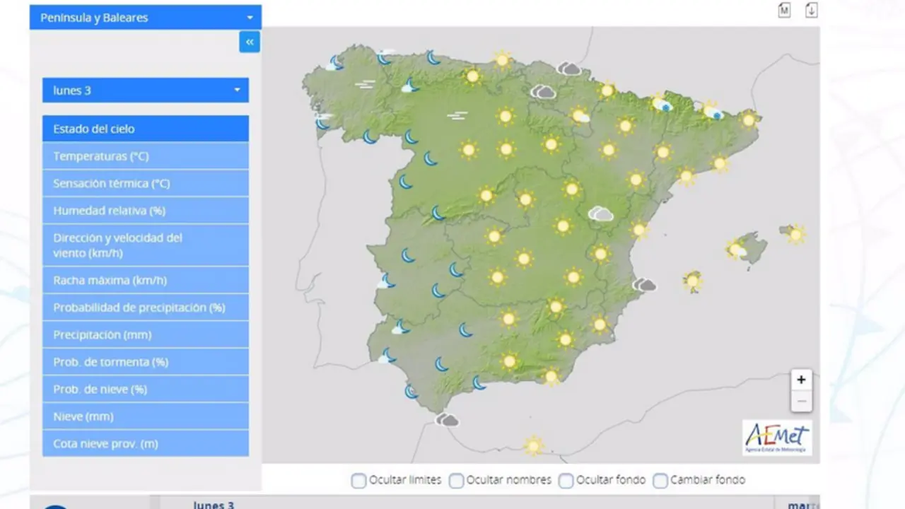  Prevision meteorol&oacute;gica para este lunes, 3 de abril - AEMET 