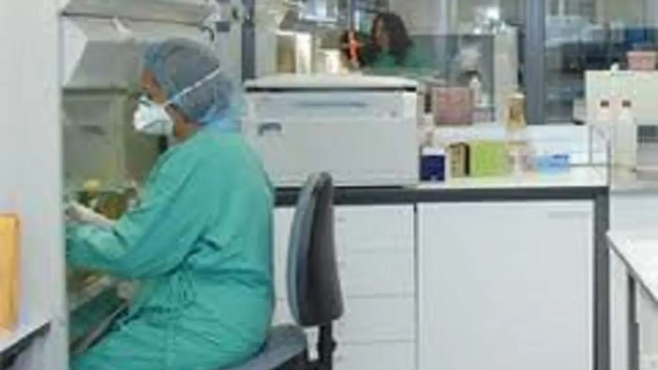  Cient&iacute;fica en un laboratorio. Imagen de archivo 