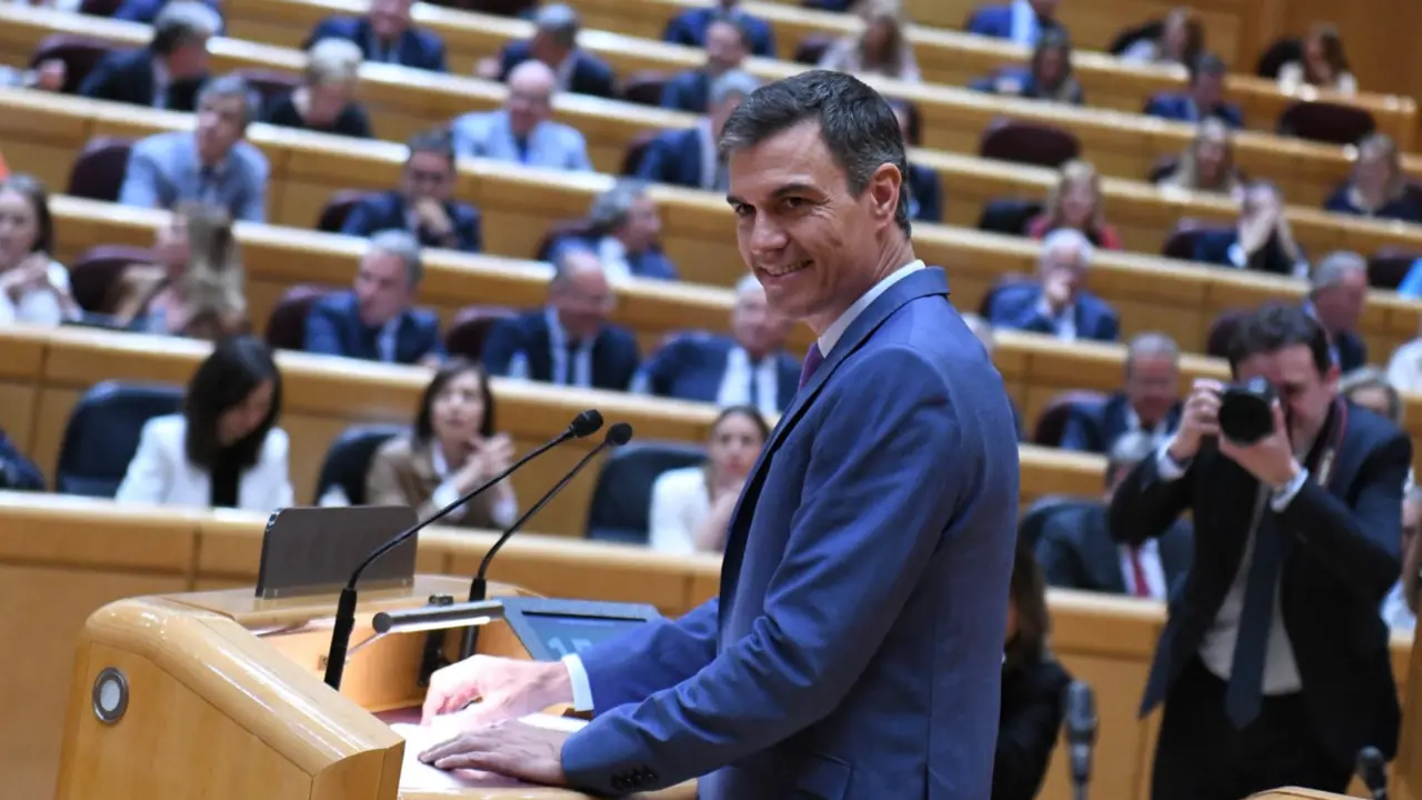  El presidente del Gobierno, Pedro S&aacute;nchez, interviene durante un pleno del Senado - Fernando S&aacute;nchez - Europa Press 