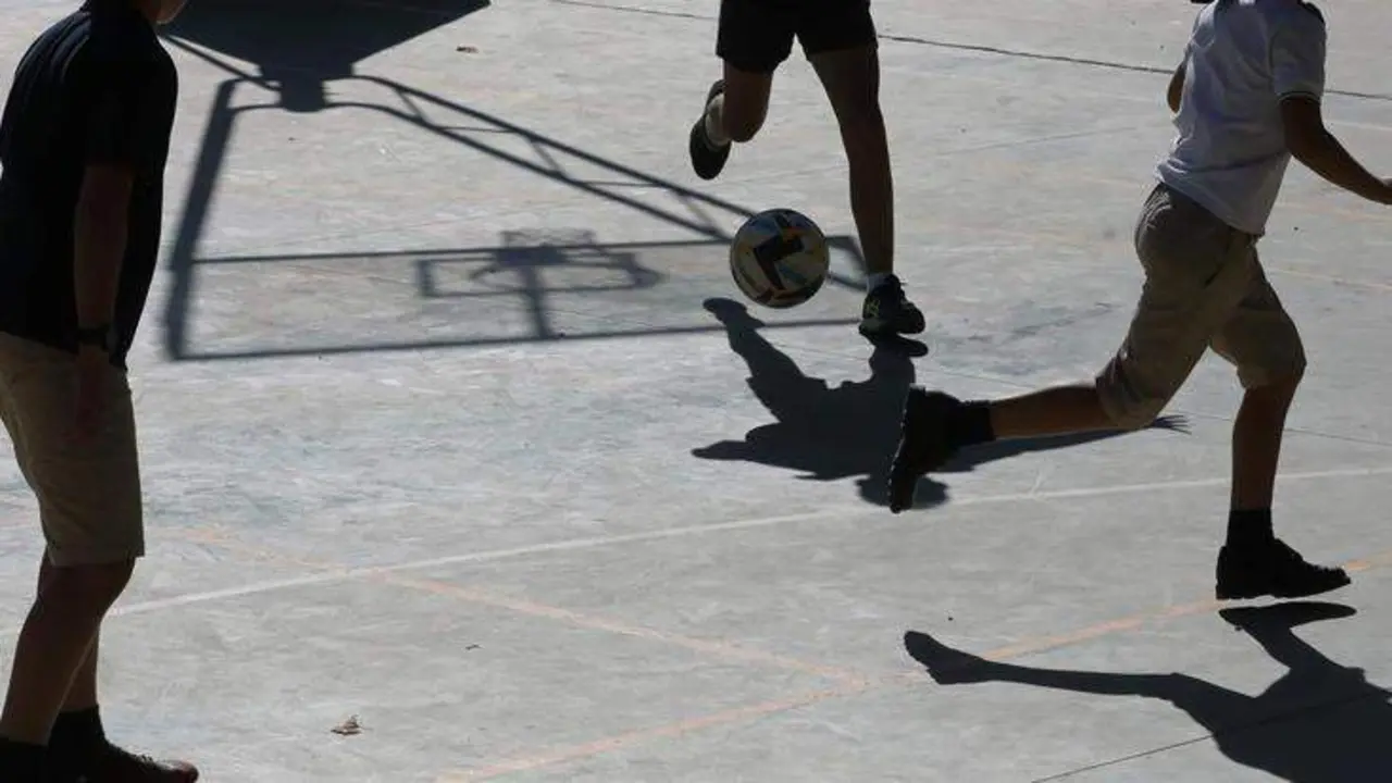  Varios ni&ntilde;os juegan en el colegio 