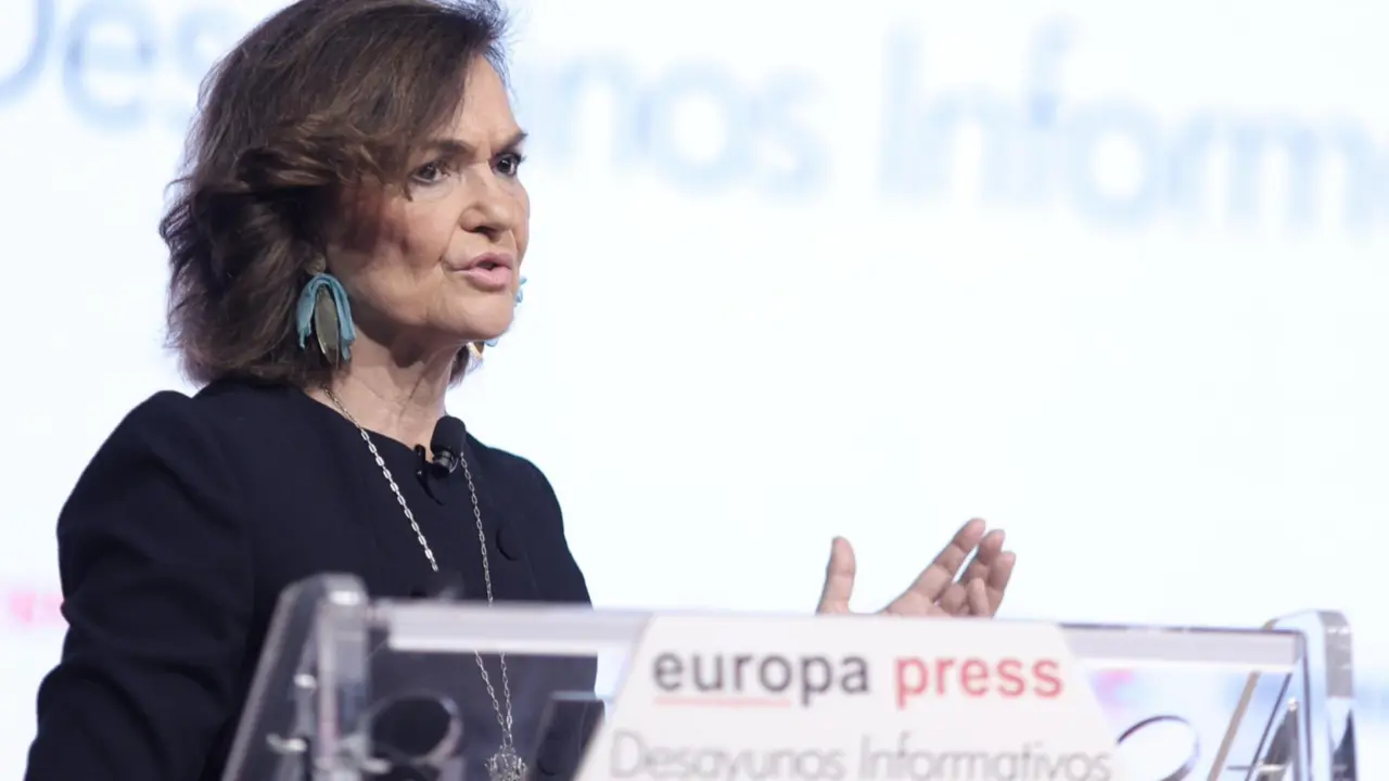  Archivo - La ex vicepresidenta Carmen Calvo interviene en un Desayuno Informativo de Europa Press - Eduardo Parra - Europa Press - Archivo 