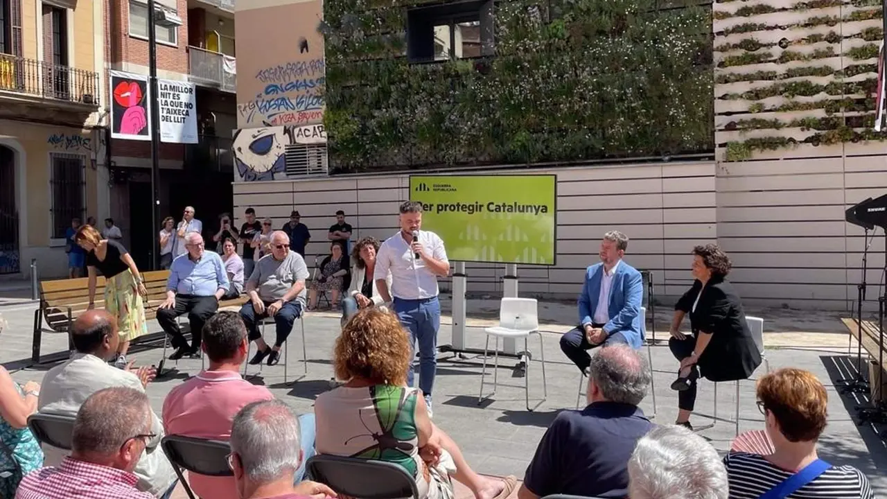  El n&uacute;mero 1 de ERC por Barcelona al Congreso de los Diputados, Gabriel Rufi&aacute;n, en el acto de presentaci&oacute;n de la candidatura al 23J 