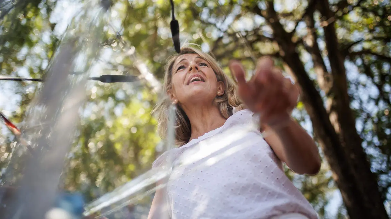  La vicepresidenta segunda y l&iacute;der de SUMAR, Yolanda D&iacute;az, participa en un acto del partido, a 24 de junio de 2023, en Madrid 