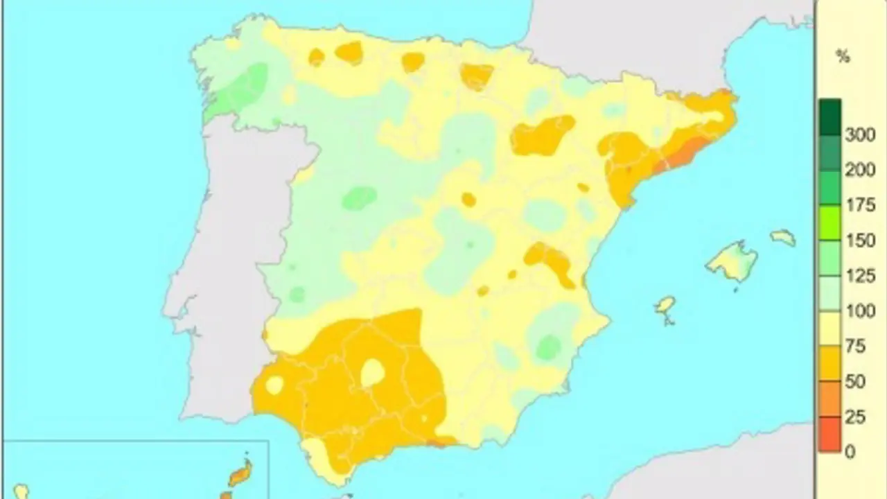  Las lluvias acumuladas en Espa&ntilde;a en lo que va de a&ntilde;o hidrol&oacute;gico (1 de octubre de 2022-4 de julio 2023) est&aacute;n un 14% por debajo de lo normal. - AEMET 