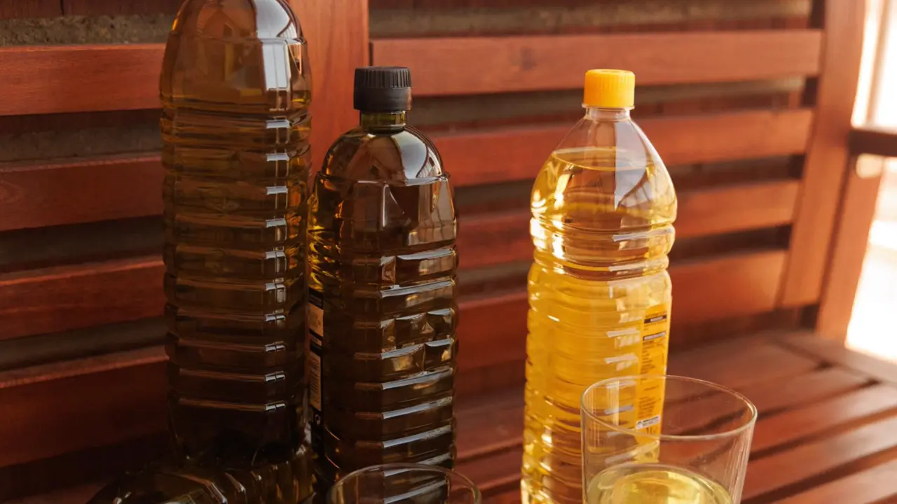  Botellas y vasos de aceite de oliva y de girasol - Eduardo Parra - Europa Press 