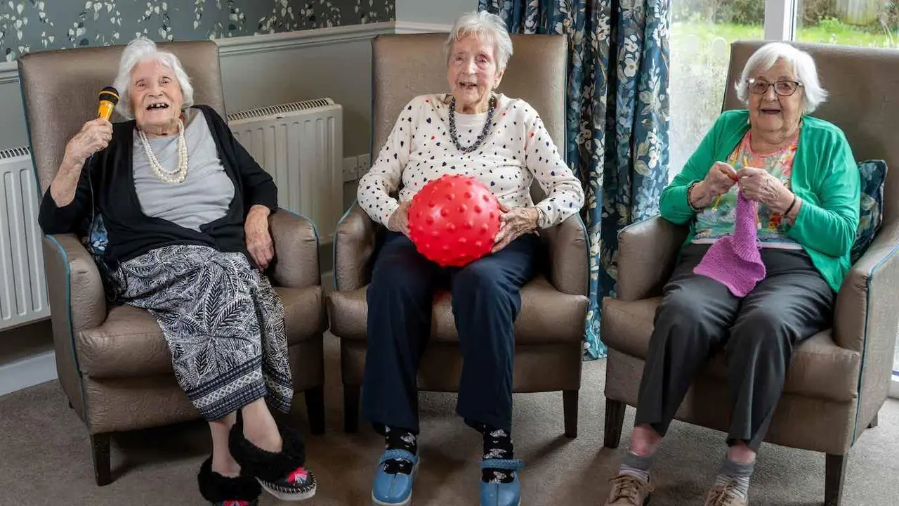  Centenarians at Care U.K&rsquo;s Manor Lodge in Chelmsford Essex. L-r Irene Rankin age 101 , Daisy Taylor age 103 and Phyllis Cottrell 103  See SWNS story SWNAlife. Three friends all over 100 have revealed their secret to a long life - 'happiness, staying active - and keeping a toyboy nearby&rsquo;. Daisy, 103, Irene, 101 and Phyllis, 103 say they still laughing and &ldquo;enjoy life to the fullest&rdquo;. Each woman has been through her own fair share of triumph and torture - World Wars, and loves had and lost. But the three pals who all live in the same care home have shared their advice on how to live to a century and enjoy the journey along the way.  