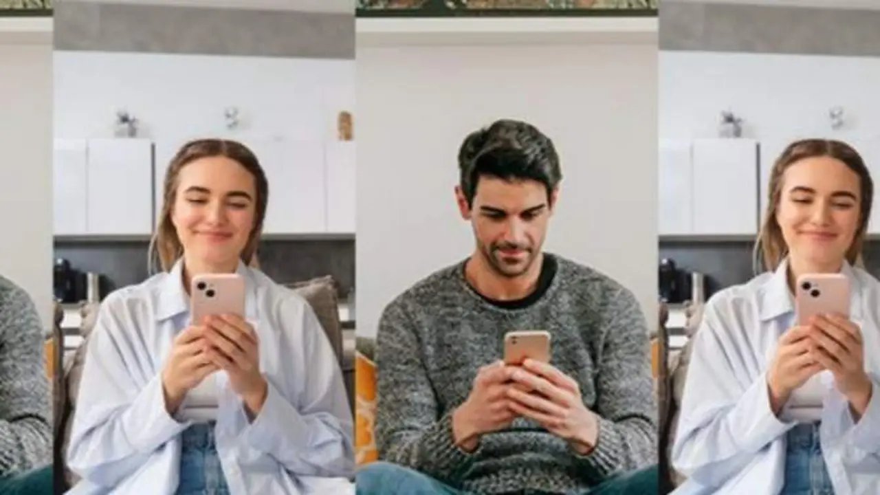  J&oacute;venes con el m&oacute;vil. FINETWORK 