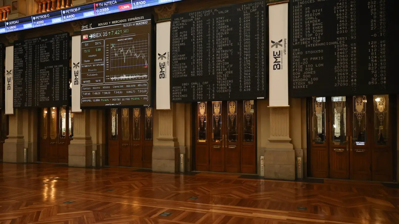  Archivo - &Iacute;ndices burs&aacute;tiles en el Palacio de la Bolsa de Madrid, a 14 de octubre de 2022, en Madrid (Espa&ntilde;a). - Eduardo Parra - Europa Press - Archivo 