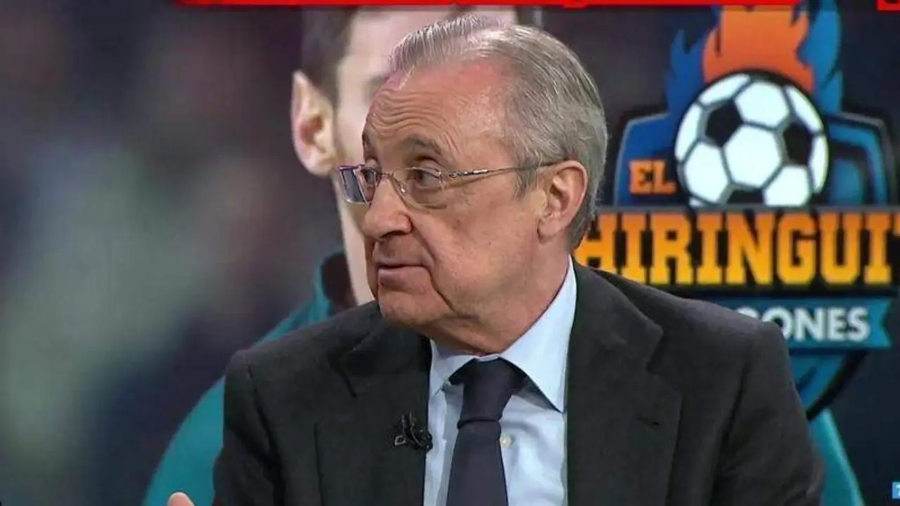  Florentino P&eacute;rez, presidente de la Superliga, este lunes en el Chiringuito de Jugones. Twitter 