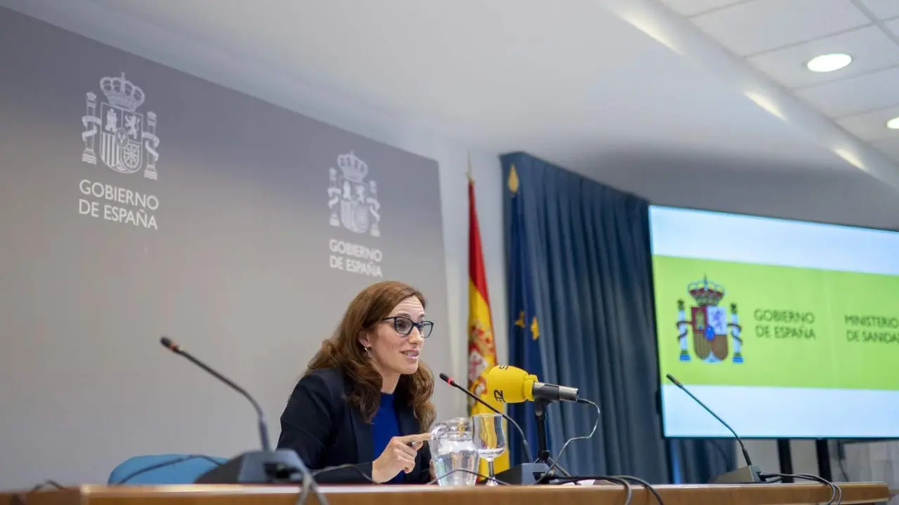  La ministra de Sanidad, M&oacute;nica Garc&iacute;a, durante una rueda de prensa, en la sede del Ministerio, a 10 de enero de 2024, en Madrid (Espa&ntilde;a). - Alberto Ortega - Europa Press 