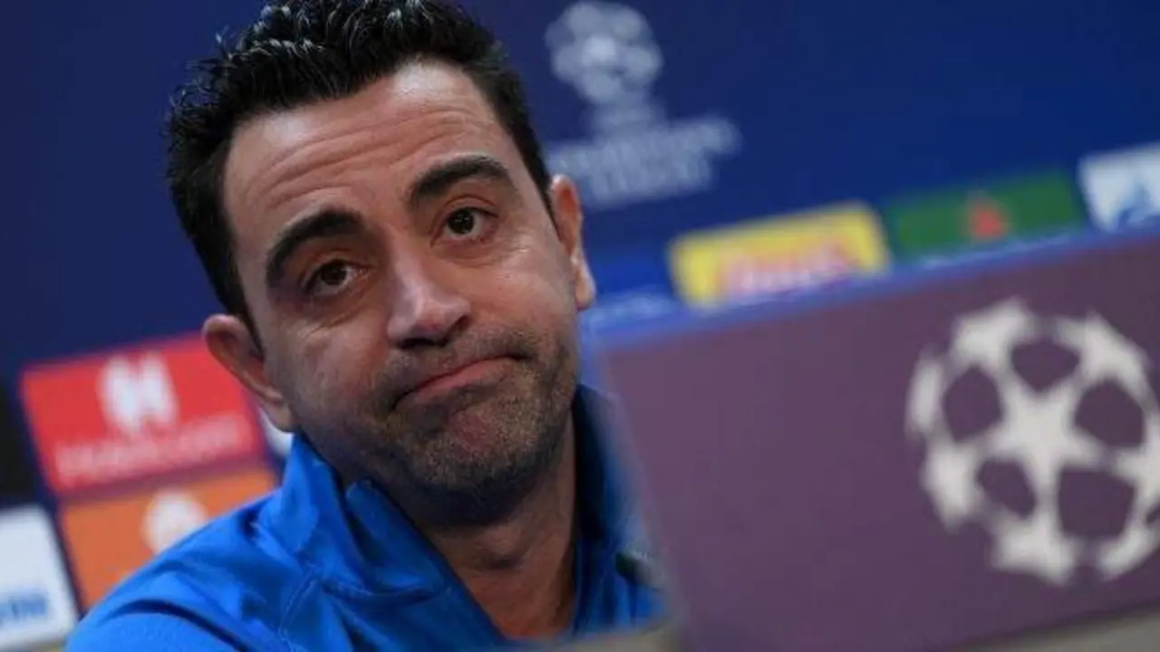  Xavi en la rueda de prensa previa al partido de Champions 