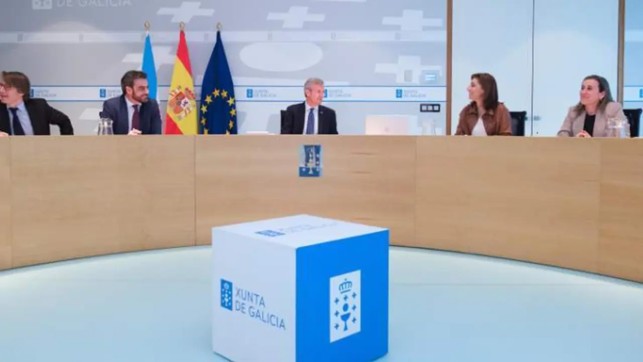  El presidente de la Xunta, Alfonso Rueda, en el Consello del 8 de febrero de 2024 