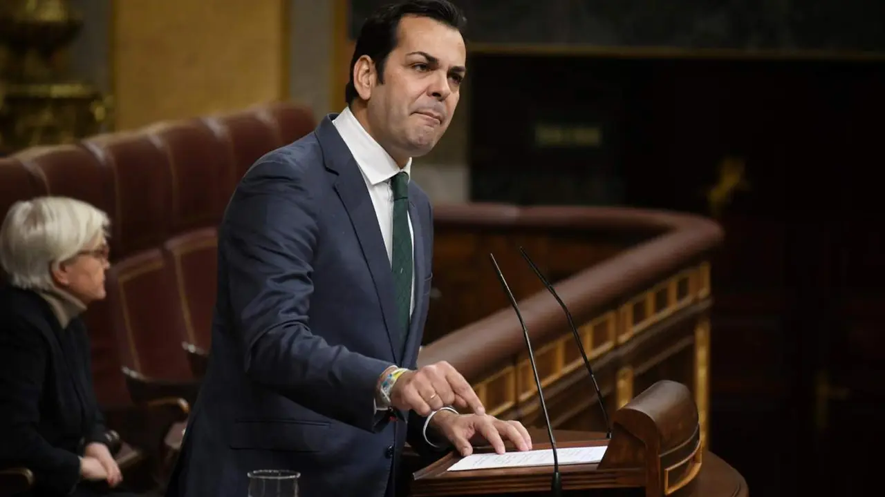  El portavoz de energ&iacute;a del Grupo Parlamentario Popular en el Congreso, Juan Diego Requena, interviene durante una sesi&oacute;n plenaria, en el Congreso de los Diputados, a 29 de febrero de 2024, en Madrid (Espa&ntilde;a). - Fernando S&aacute;nchez - Europa Press 