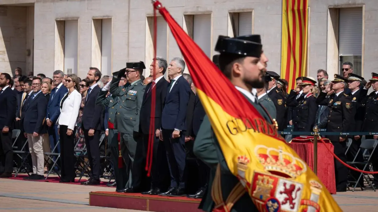  El ministro del Interior, Fernando Grande-Marlaska, en el acto de toma de posesi&oacute;n del nuevo jefe de la Guardia Civil en Catalunya. - DAVID ZORRAKINO - EUROPA PRESS 