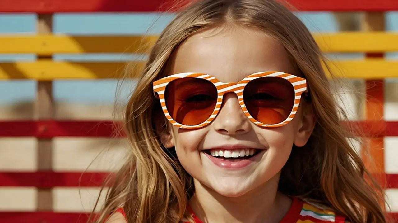  Una ni&ntilde;a ataviada con unas gafas sol. 