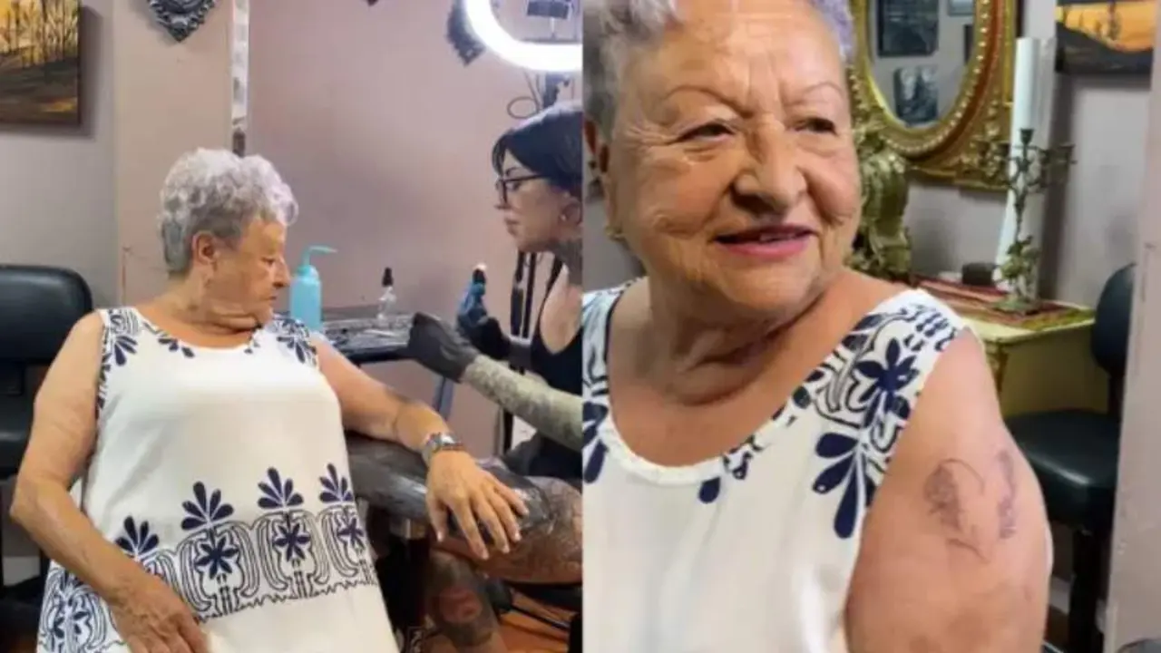  La abuela de 83 a&ntilde;os haci&eacute;ndose y luciendo su primer tatuaje 