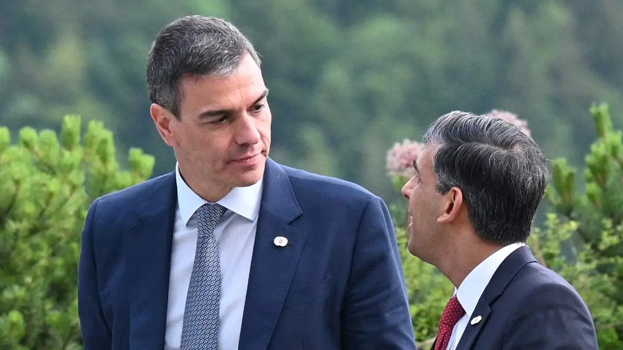  El presidente del Gobierno, Pedro S&aacute;nchez, en la Cumbre sobre la Paz en Ucrania, este domingo 