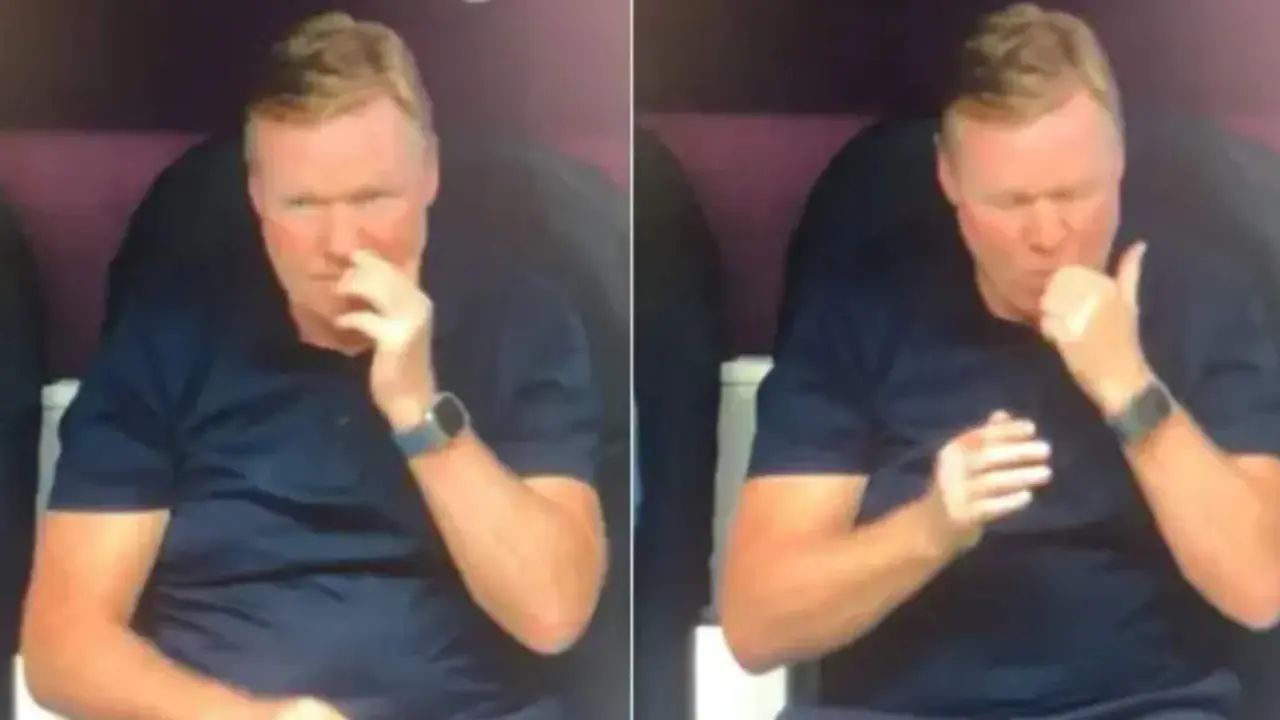  Koeman comi&eacute;ndose un moco en el banquillo de Pa&iacute;ses Bajos 