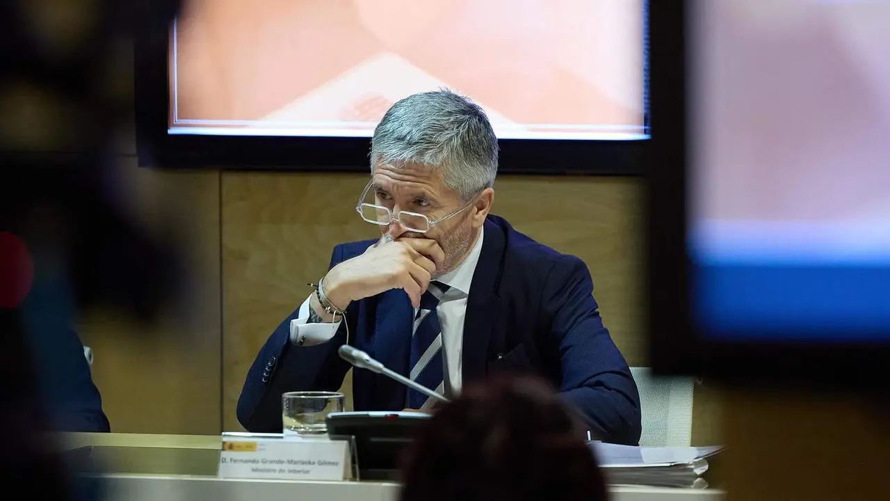  El ministro del Interior, Fernando Grande-Marlaska, durante la presentaci&oacute;n de la Oficina Nacional contra las Violencias Sexuales, en la sede del Ministerio del Interior, a 4 de julio de 2024, en Madrid. 