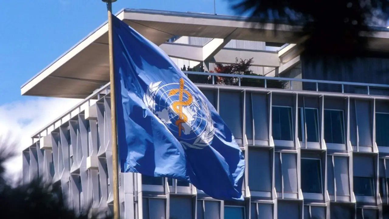  Archivo - Bandera de la Organizaci&oacute;n Mundial de la Salud (OMS) en su sede de en Ginebra (Suiza). - OMS - Archivo 