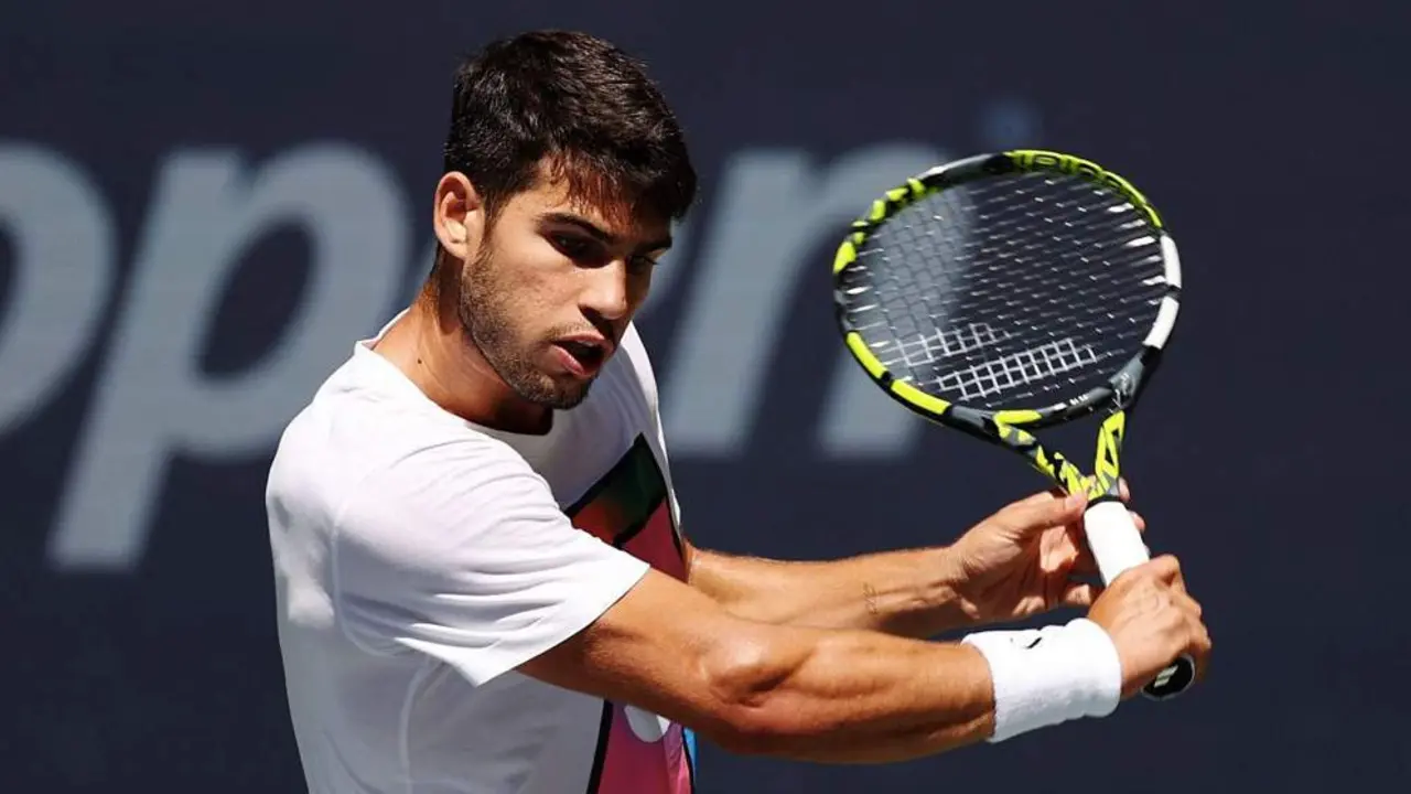  Alcaraz en el partido de exhibici&oacute;n previa al US Open | RTVE 