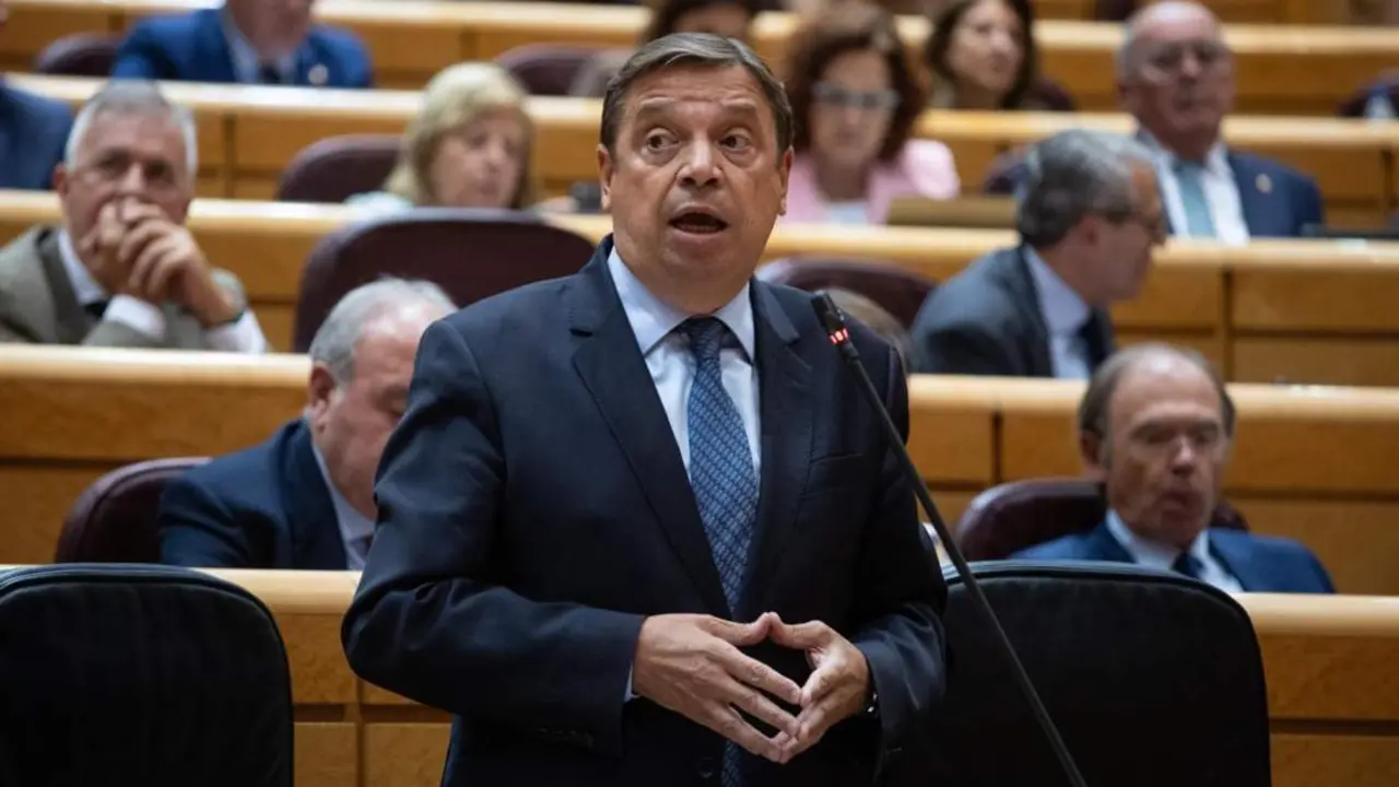  El ministro de Agricultura, Pesca y Alimentaci&oacute;n, Luis Planas, durante una sesi&oacute;n plenaria en la C&aacute;mara Alta - Alejandro Mart&iacute;nez V&eacute;lez - Europa Press 