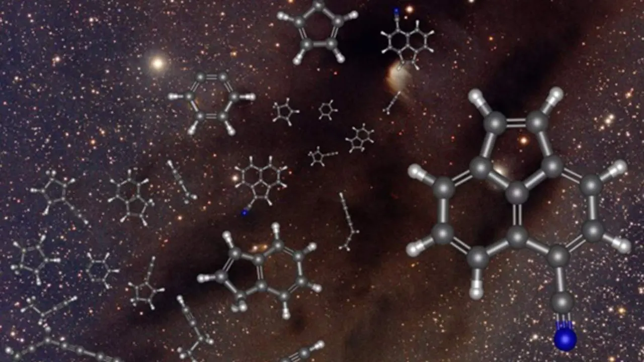  Representaci&oacute;n art&iacute;stica de las mol&eacute;culas halladas en el espacio - CSIC//IFF 