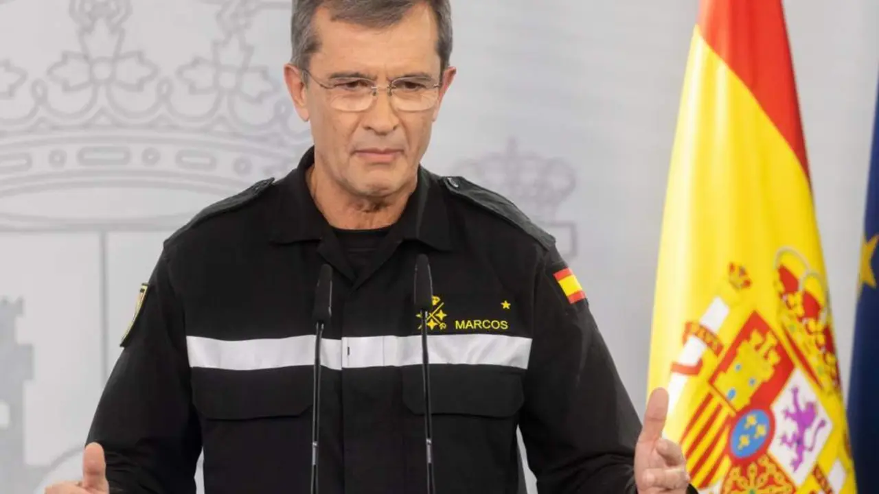  El general jefe de la UME, Francisco Javier Marcos, durante una rueda de prensa posterior al Comit&eacute; de Crisis para el seguimiento de los efectos de la DANA, en el palacio de La Moncloa, a 4 de noviembre de 2024, en Madrid (Espa&ntilde;a). El Rey Felipe VI ha pre - Eduardo Parra - Europa Press 
