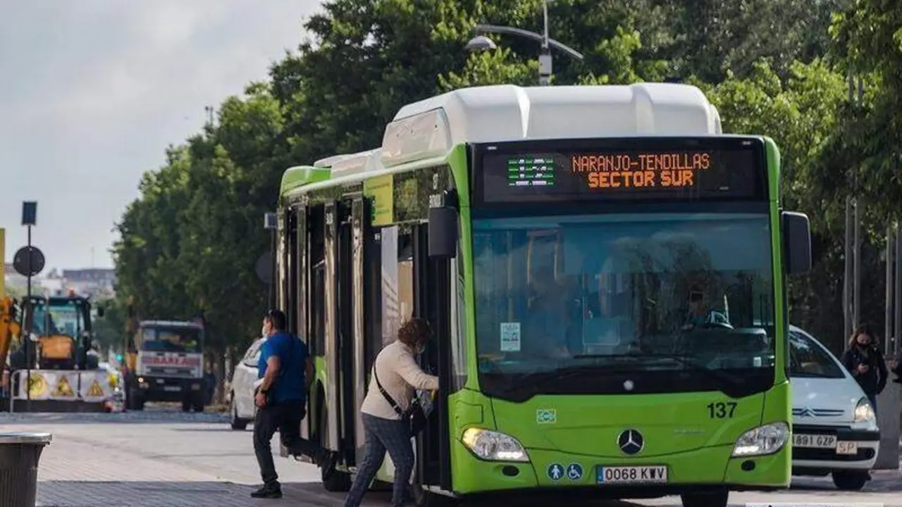  Autobús de Aucorsa en una parada del Paseo de la Ribera / Pilar Gázquez. 