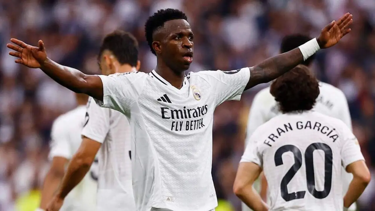  Vini Jr celebrando uno de sus tres goles ante el Osasuna  |  RTVE 