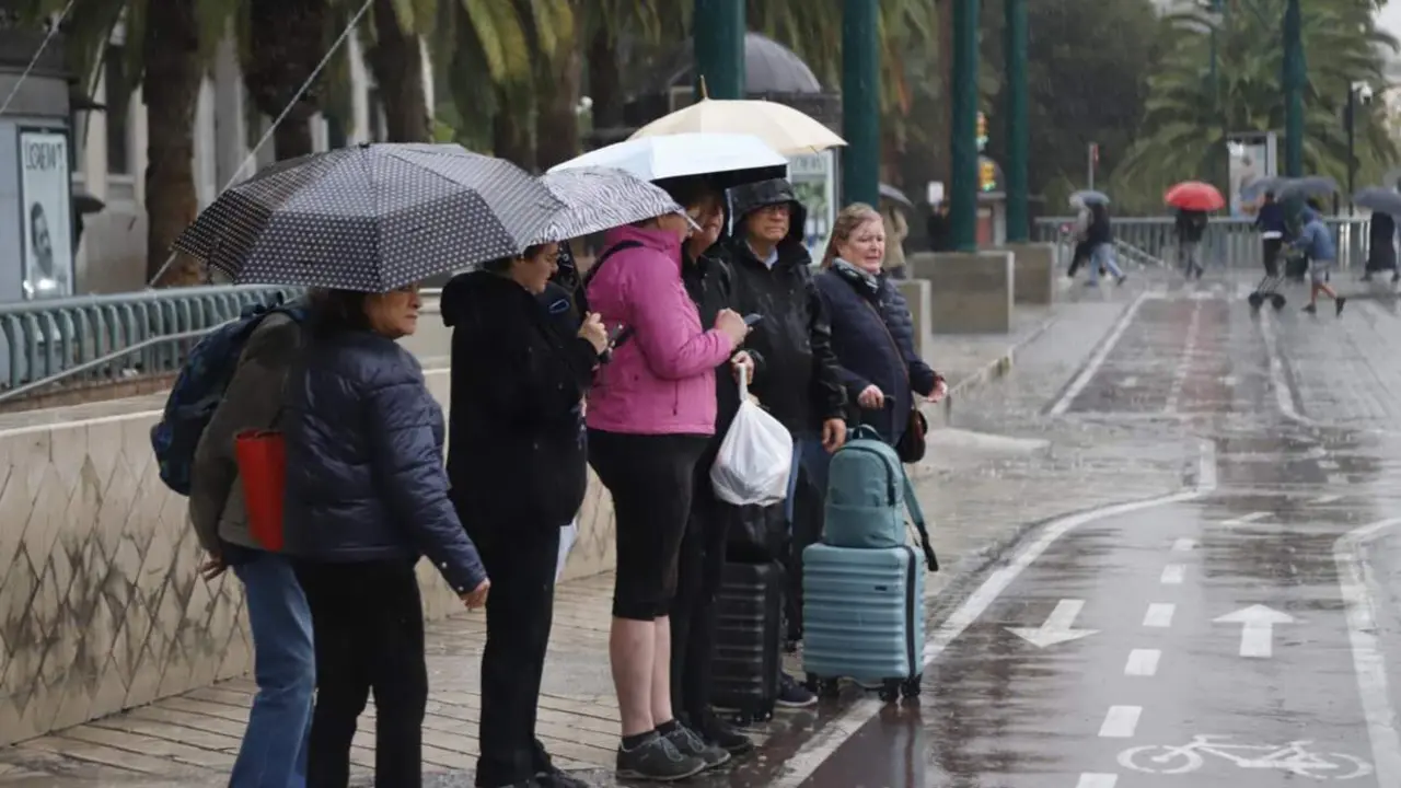  Personas con paraguas por las calles de M&aacute;laga, a 29 de octubre de 2024, en M&aacute;laga, Andaluc&iacute;a (Espa&ntilde;a). - &Aacute;lex Zea - Europa Press 