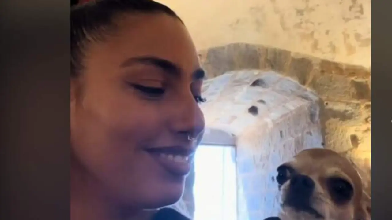  Mar&iacute;a Jos&eacute; Llergo junto a su perro Torreznito 