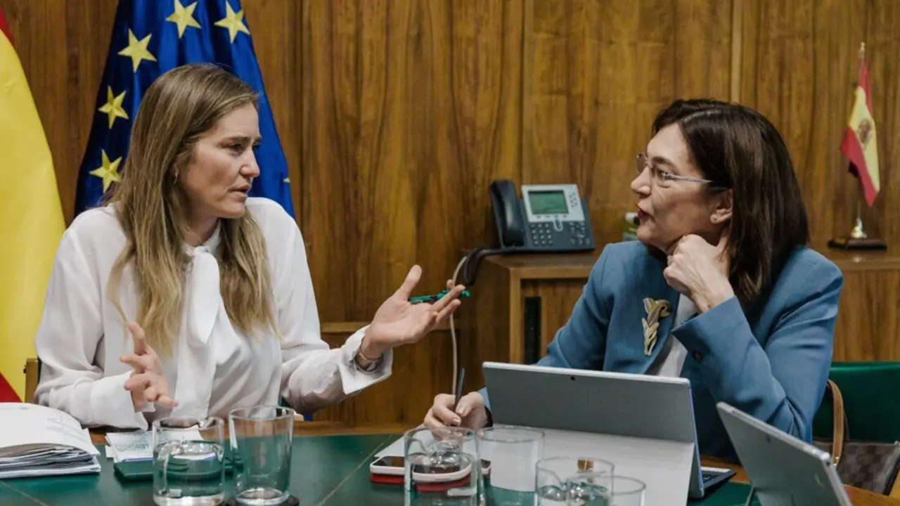  La vicepresidenta del Gobierno y ministra para la Transici&oacute;n Ecol&oacute;gica y el Reto Demogr&aacute;fico, Sara Aagesen (i) y la presidenta de la Comisi&oacute;n Nacional de los Mercados y la Competencia (CNMC), Cani Fern&aacute;ndez, durante una reuni&oacute;n en la sede del Ministerio - Carlos Luj&aacute;n - Europa Press 