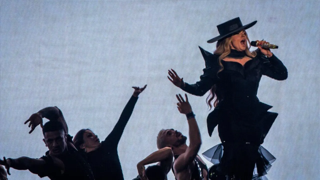  13 May 2025, Switzerland, Basel: Melody from Spain performs with the song "Esa Diva" at the first semi-final of the 69th Eurovision Song Contest in the Arena St. Jakobshalle. Photo: Jens B&uuml;ttner/dpa - Jens B&uuml;ttner/dpa 