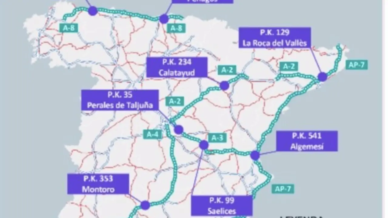 Localizaci&oacute;n de las ocho estaciones de servicio - MINISTERIO DE TRANSPORTES | EP 