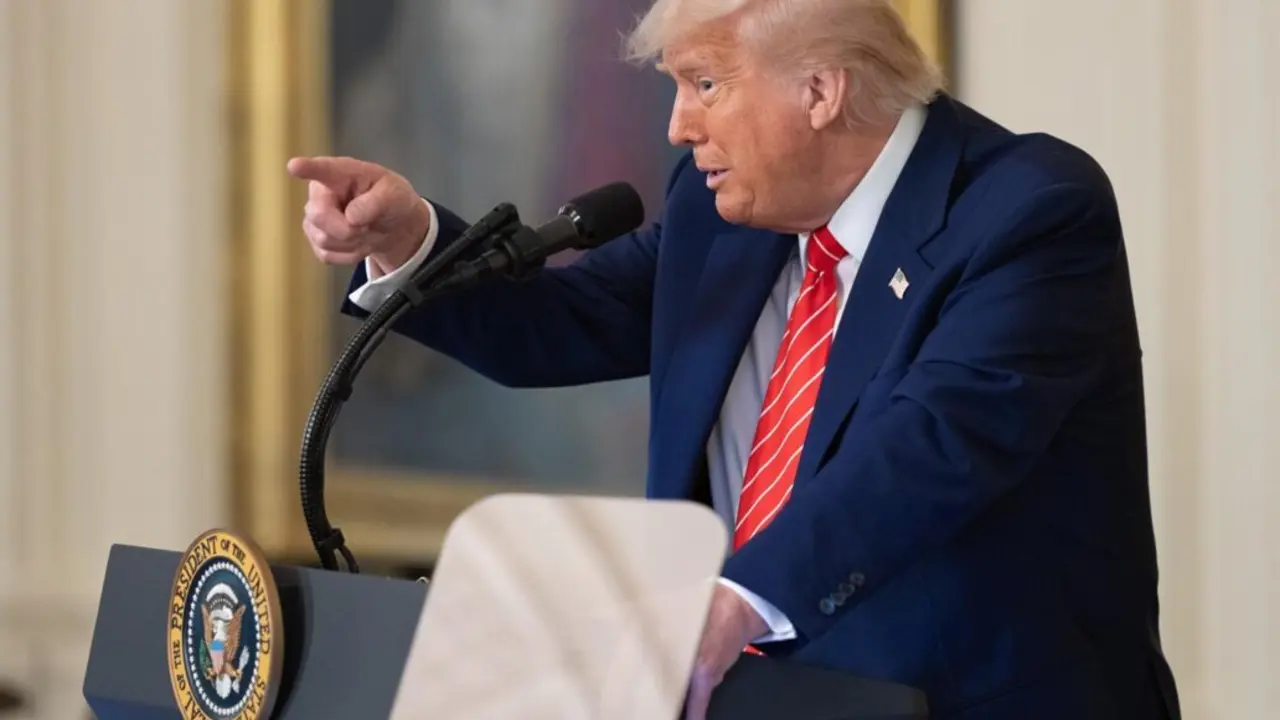  WASHINGTON, May 8, 2025 -- U.S. President Donald Trump speaks during a celebration of military mothers at the White House in Washington, D.C., the United States, on May 8, 2025. Trump on Thursday announced at the White House that the United States and Br - Hu Yousong / Xinhua News / ContactoPhoto 