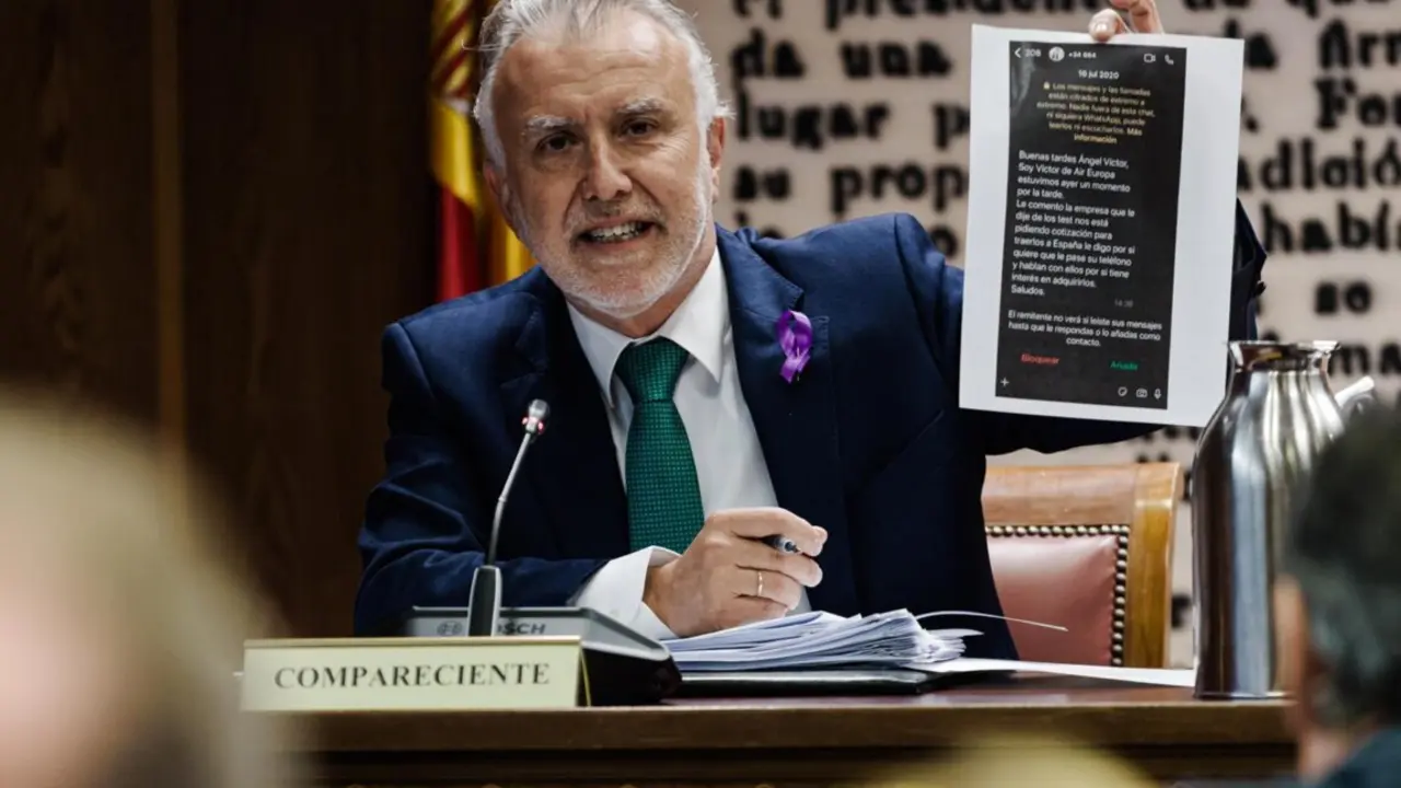  Archivo - El Ministro de Pol&iacute;tica Territorial y Memoria Democr&aacute;tica, &Aacute;ngel V&iacute;ctor Torres, durante su comparecencia en la comisi&oacute;n por el &lsquo;caso Koldo&rsquo;, en el Senado, a 6 de marzo de 2025, en Madrid (Espa&ntilde;a).<br>- Carlos Luj&aacute;n - Europa Press - Archivo 