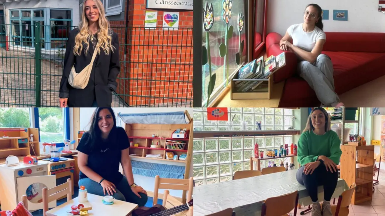  Estefan&iacute;a, Gemma, Gloria y Paloma, educadoras infantiles que trabajan en Alemania<br>- CEDIDA // HELMECA | EP 