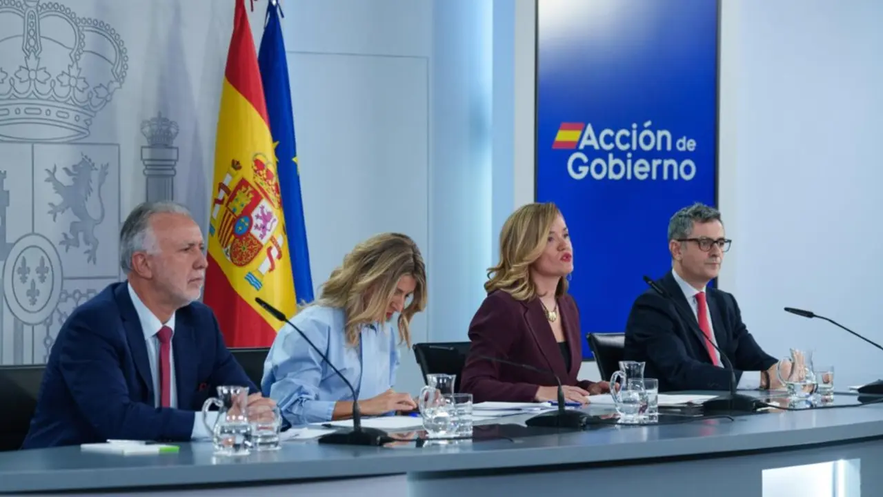 El ministro de Pol&iacute;tica Territorial y Memoria Democr&aacute;tica , &Aacute;ngel V&iacute;ctor Torres, en la rueda de prensa posterior al Consejo de Ministros.
- Matias Chiofalo - Europa Press