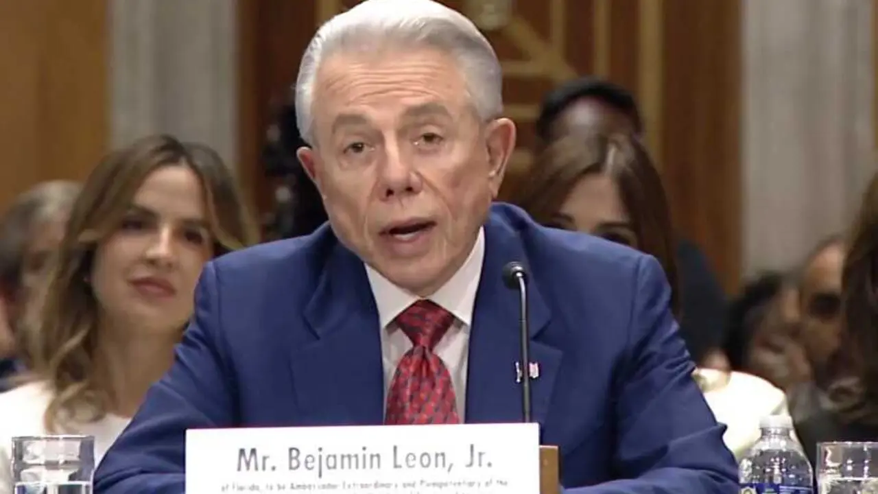 Archivo - El pr&oacute;ximo embajador de EEUU en Espa&ntilde;a, Benjamin Leon, durante una audiencia del Senado estadounidense