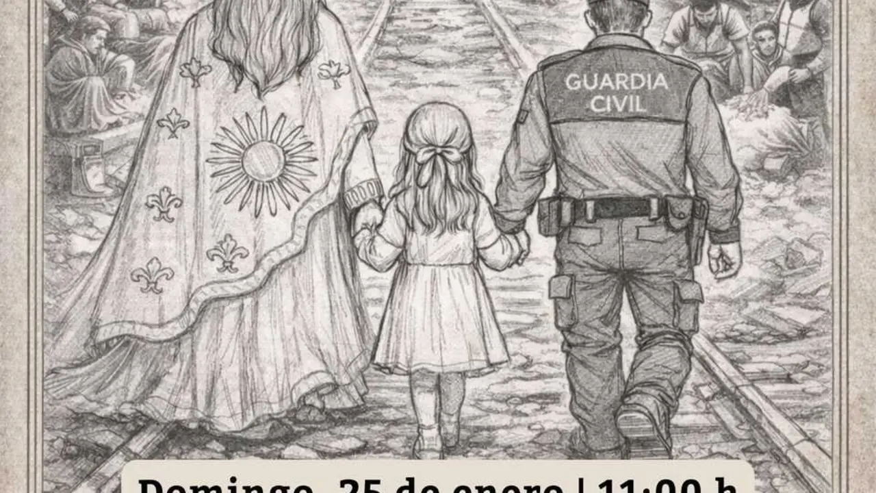 Cartel de la misa funeral que oficiar&aacute; el domingo el obispo de C&oacute;rdoba en Adamuz por las v&iacute;ctimas del siniestro ferroviario.