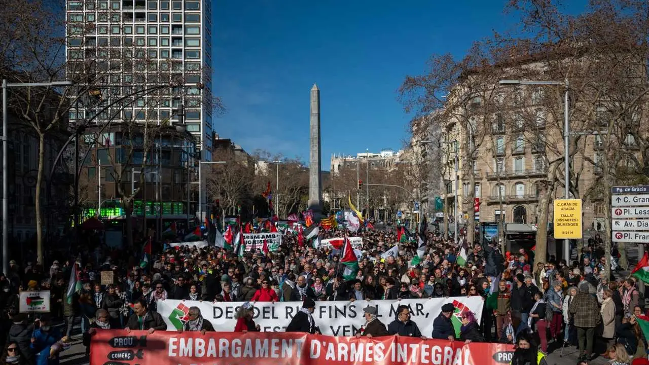 Manifestaci&oacute;n en Barcelona por el embargo de armas a Israel