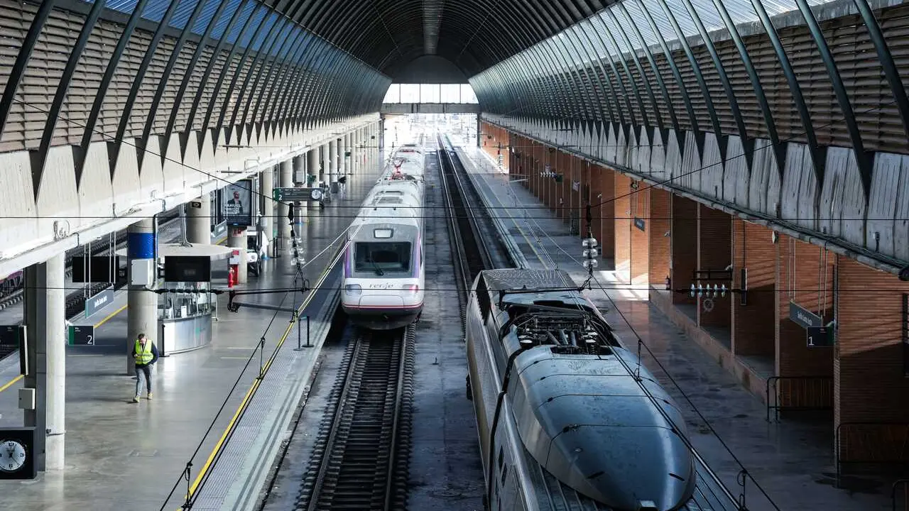Trenes en la Estaci&oacute;n de Sevilla-Santa Justa.