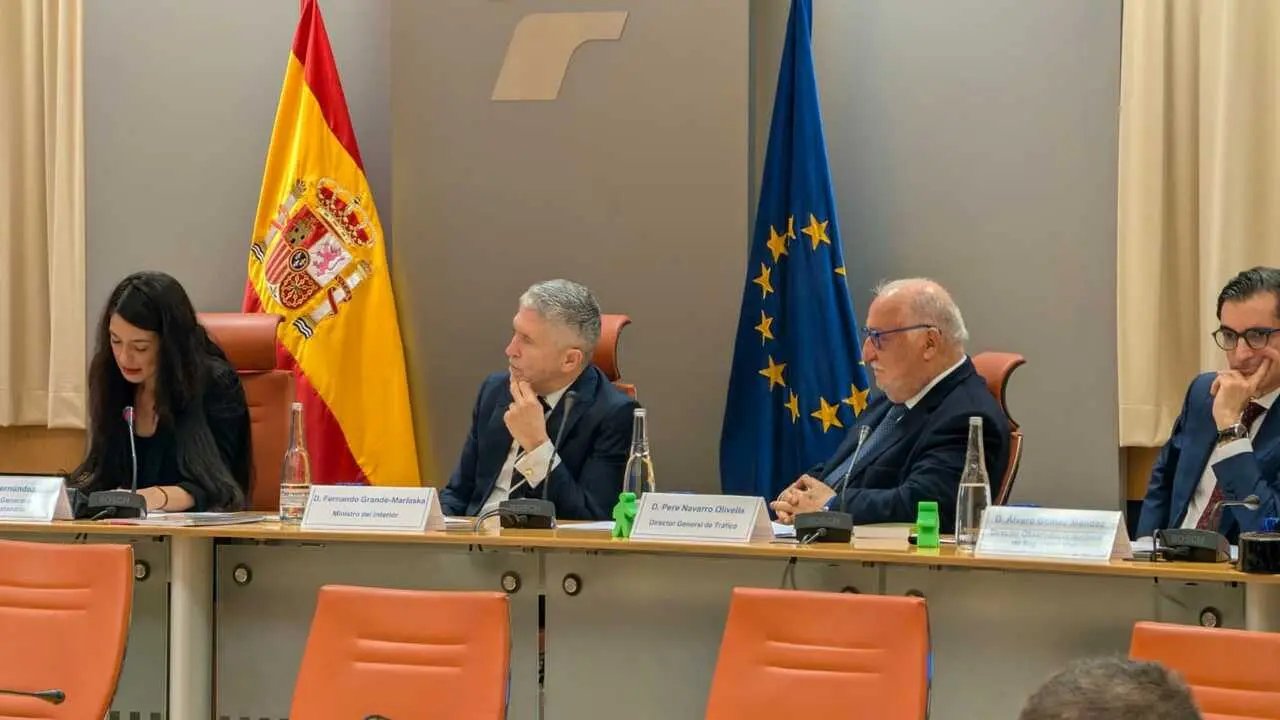 El ministro del Interior, Fernando Grande-Marlaska, y el director de la DGT, Pere Navarro