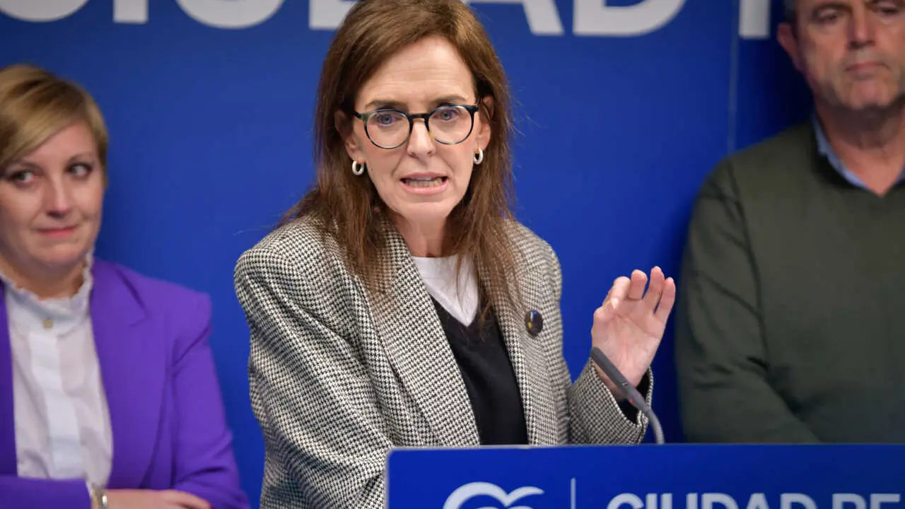 La diputada nacional Carmen F&uacute;nez durante la rueda de prensa en Ciudad Real.